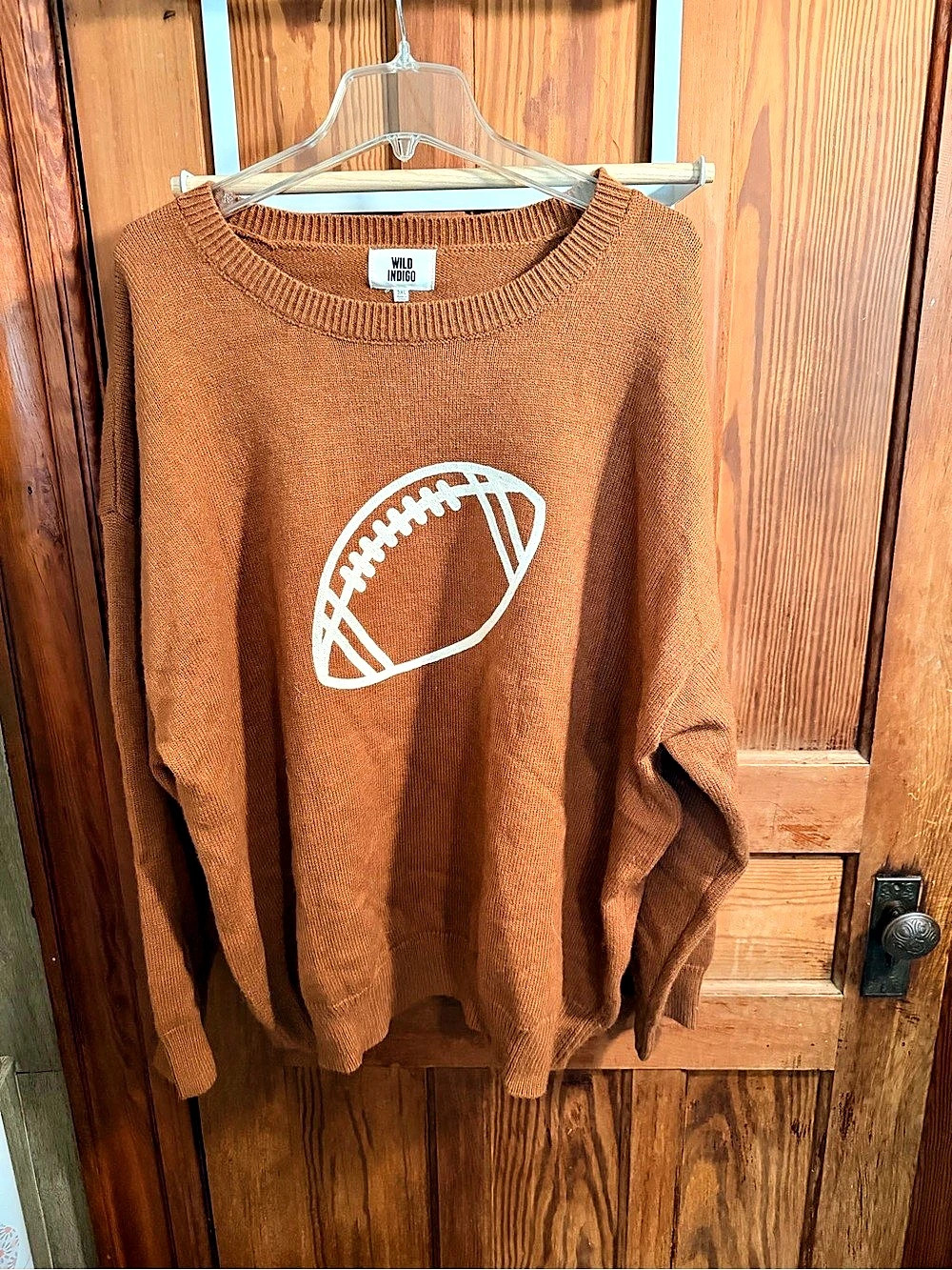 Wild Indigo Football Knit Sweater Brown Size Medium